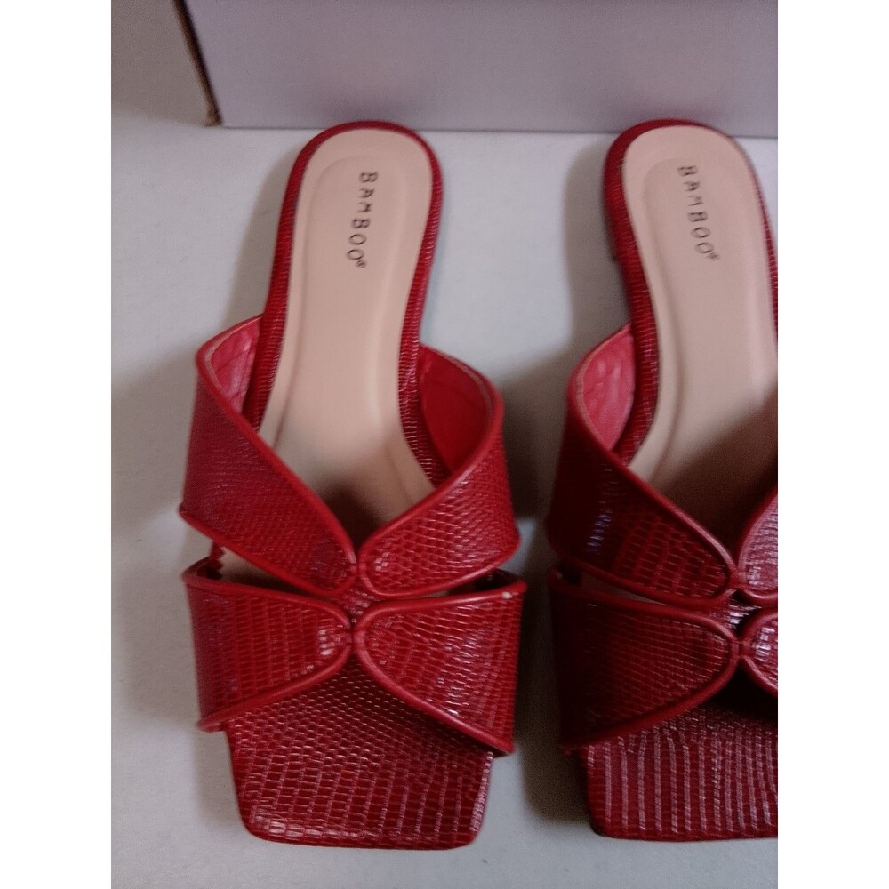 Bamboo REDLZD Block-04 Red Lizard Textured Slide Sandals Mules Square Toe Size 7 - Picture 13 of 13